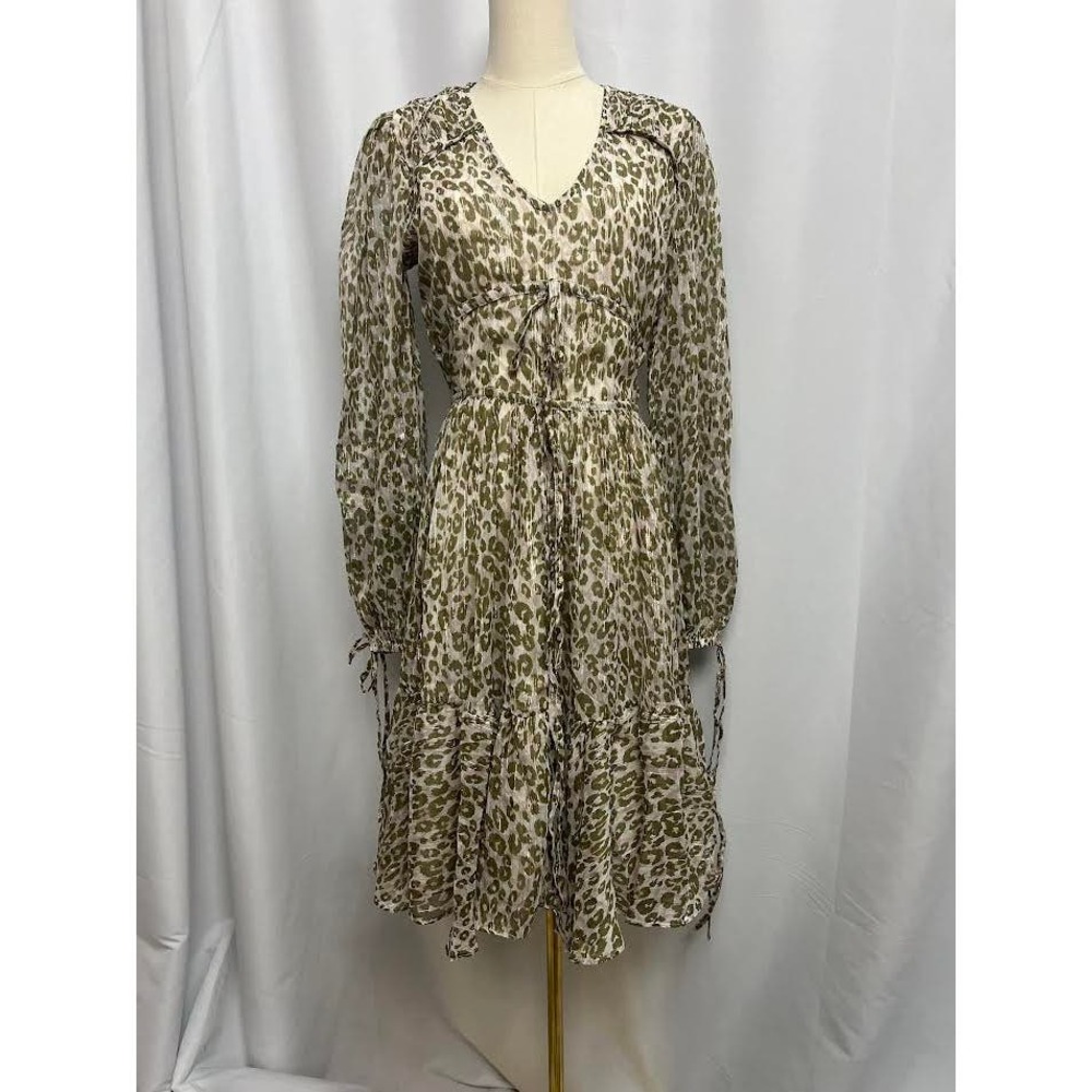 NWT! Walter Baker Faber‎ Tie-Detailed Leopard-Print  Dress SIZE-4